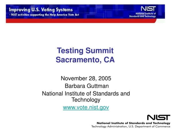 Testing Summit Sacramento, CA