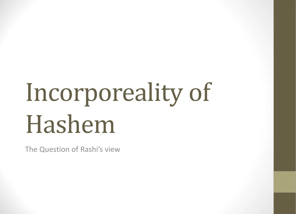 incorporeality of hashem
