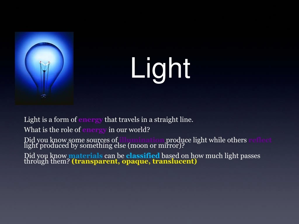 light is a form of energy that travels