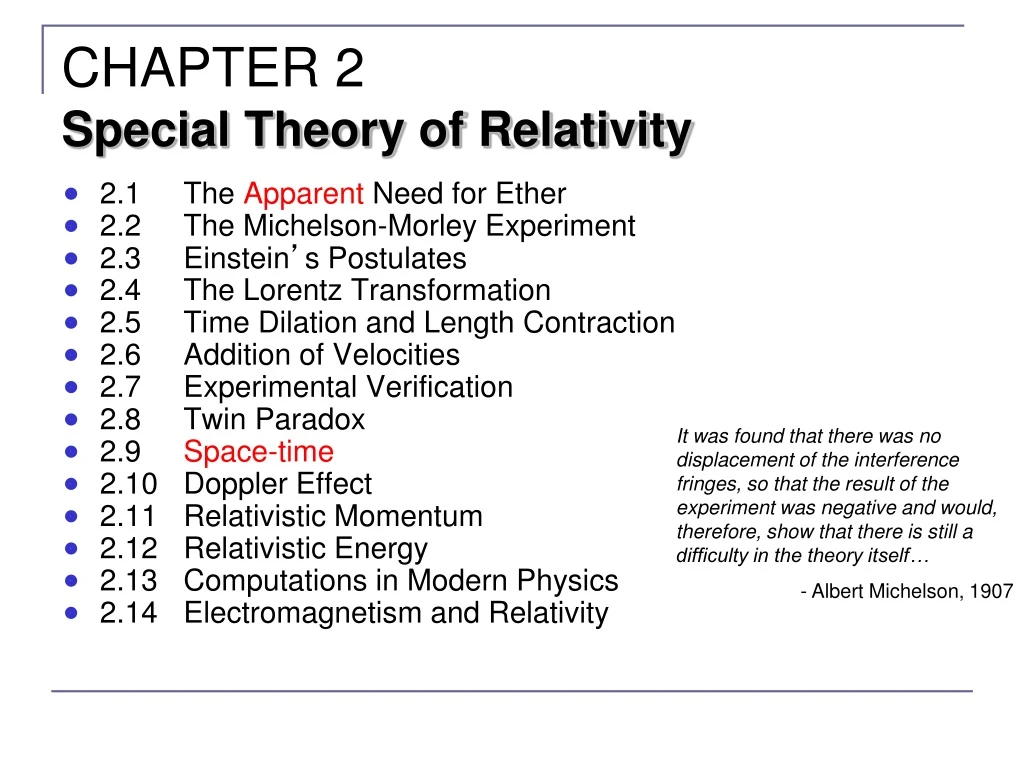 chapter 2 special theory of relativity