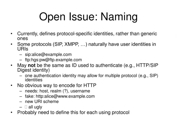 Open Issue: Naming
