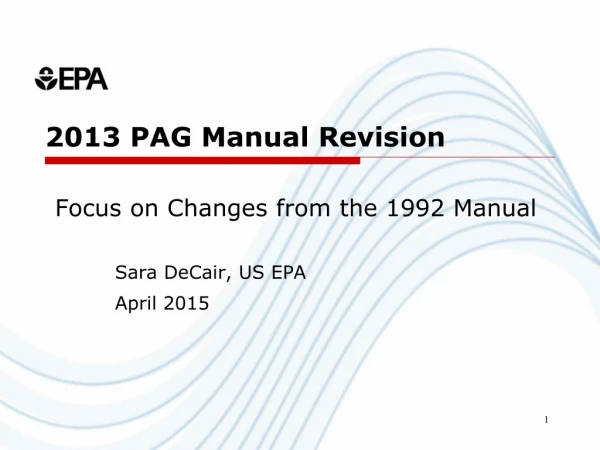 2013 PAG Manual Revision