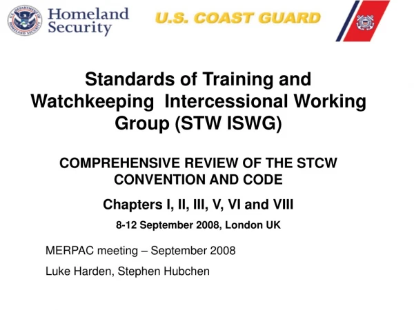 Standards of Training and Watchkeeping  Intercessional Working Group (STW ISWG)