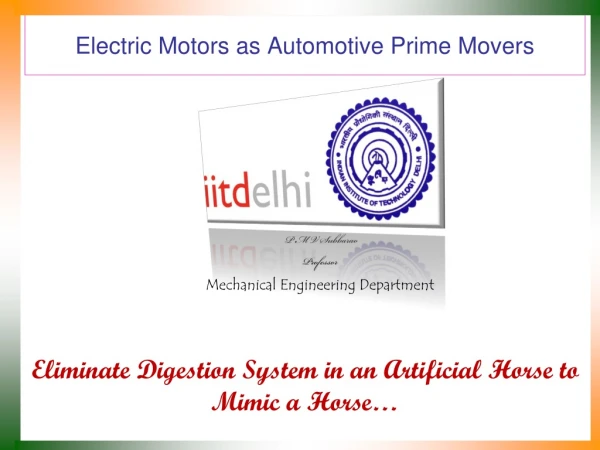 Electric Motors as Automotive Prime Movers