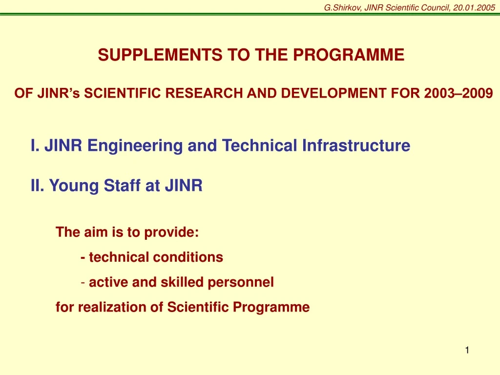 g shirkov jinr scientific council 20 0 1 2005