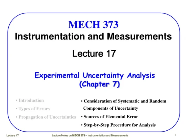 MECH 373 Instrumentation and Measurements