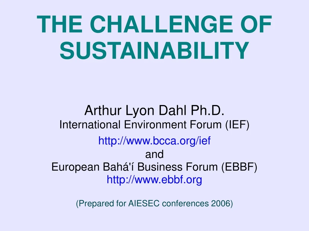 the challenge of sustainability