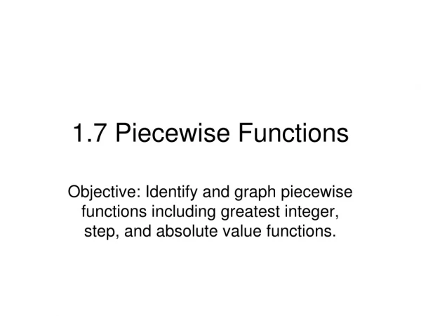 1.7 Piecewise Functions