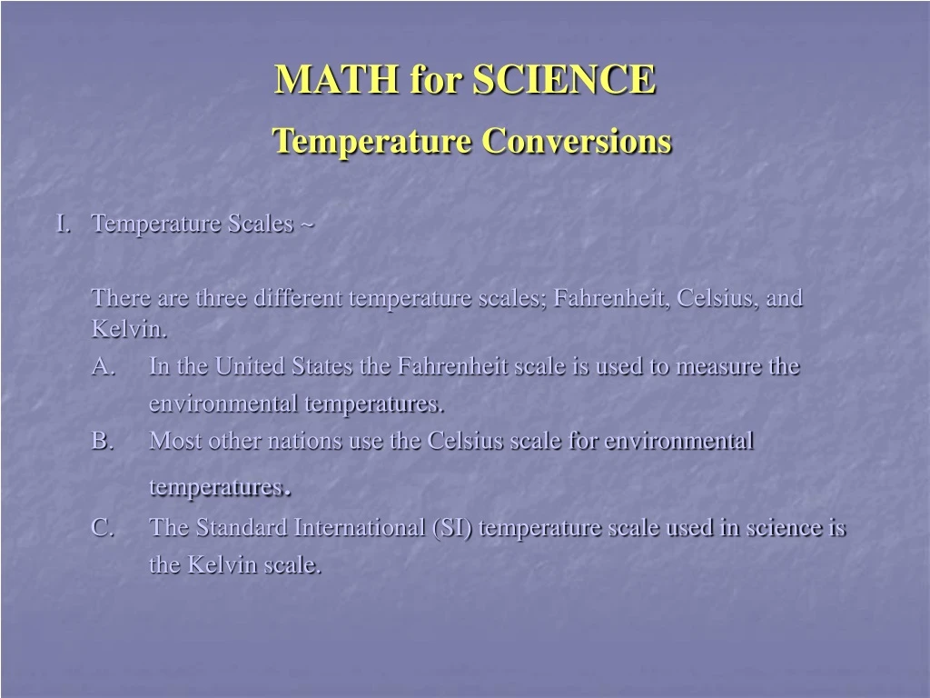 math for science temperature conversions
