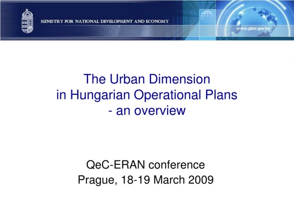 The Urban Dimension in Hungarian Operational Plans - an overview