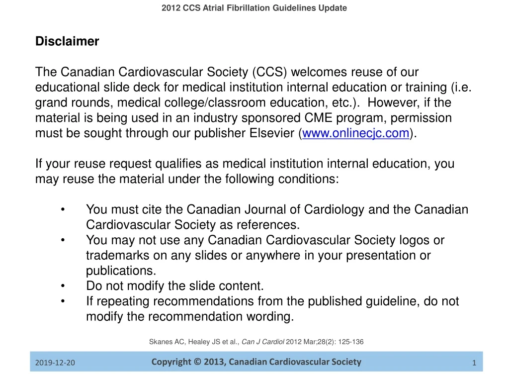 disclaimer the canadian cardiovascular society
