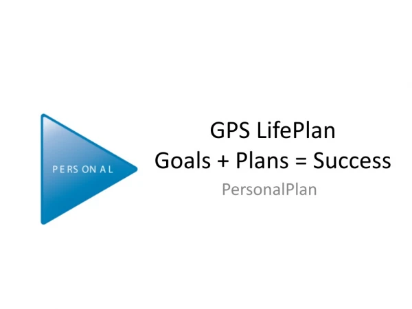 GPS LifePlan Goals + Plans = Success