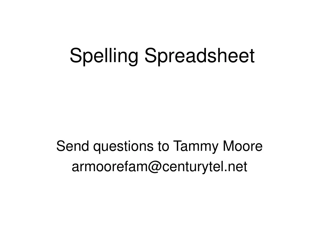 spelling spreadsheet