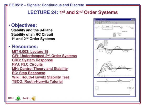 Objectives: Stability and the  s -Plane Stability of an RC Circuit 1 st  and 2 nd  Order Systems