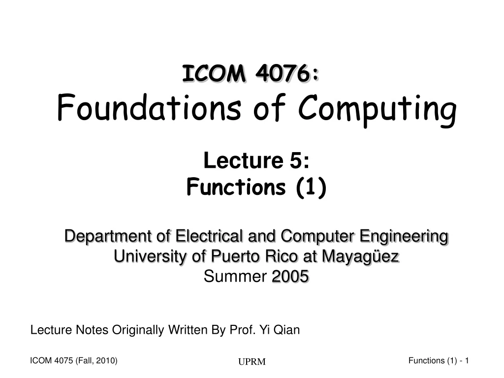 lecture 5 functions 1