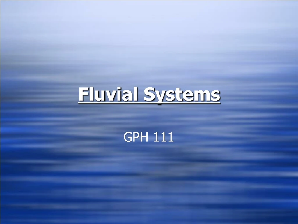 fluvial systems