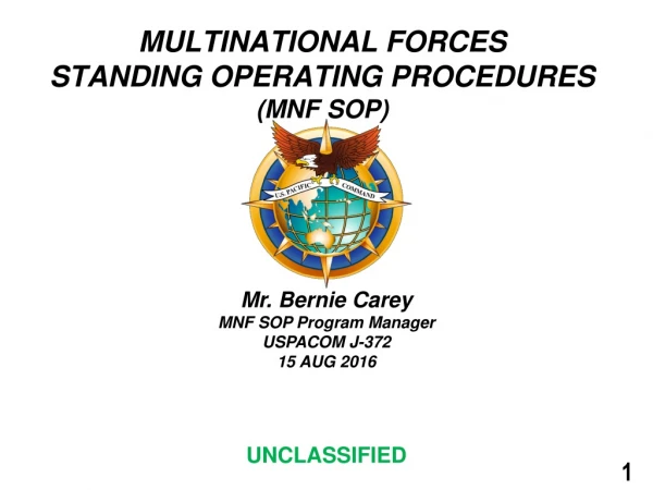MULTINATIONAL FORCES STANDING OPERATING PROCEDURES (MNF SOP)