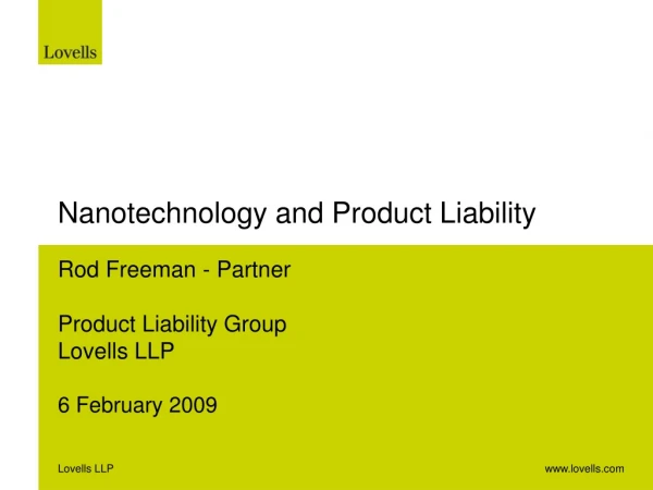 Nanotechnology and Product Liability