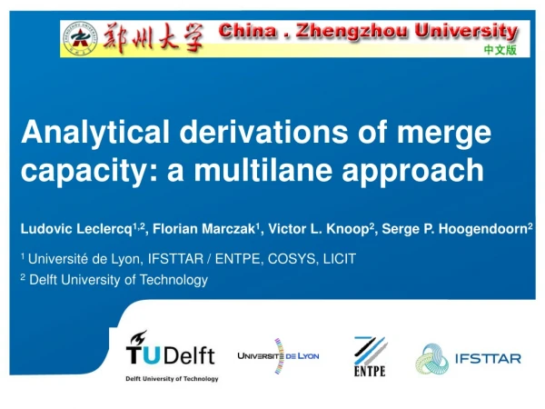 Analytical derivations of merge capacity: a multilane approach