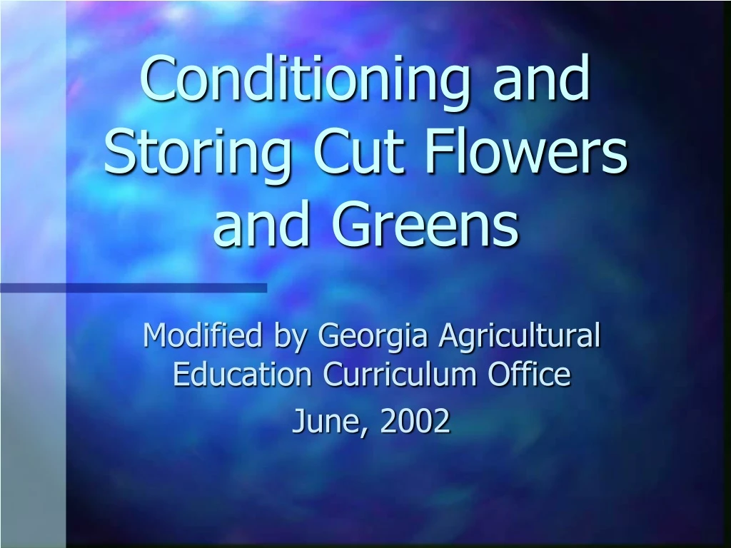 conditioning and storing cut flowers and greens