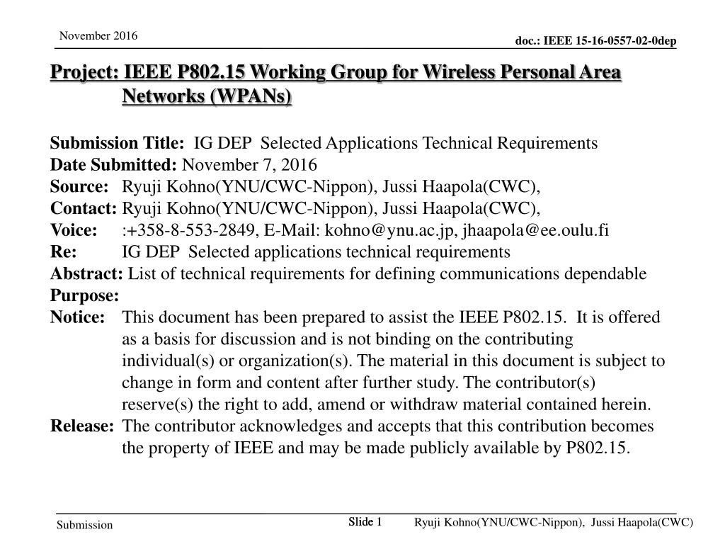 project ieee p802 15 working group for wireless