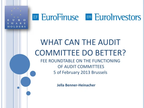 WHAT CAN THE AUDIT COMMITTEE DO BETTER? FEE ROUNDTABLE ON THE FUNCTIONING  OF AUDIT COMMITTEES