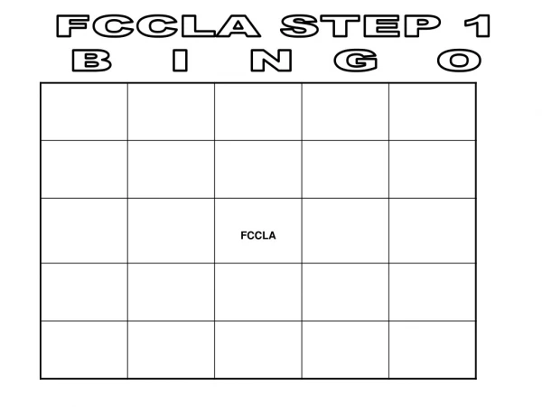 FCCLA STEP 1 B   I   N  G   O