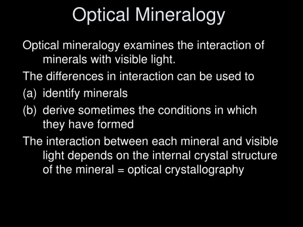 Optical Mineralogy