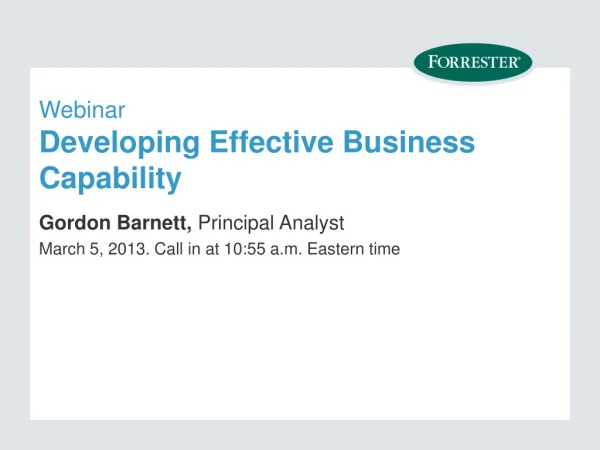 Webinar Developing Effective Business Capability