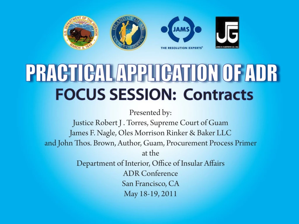 practical application of adr focus session contracts