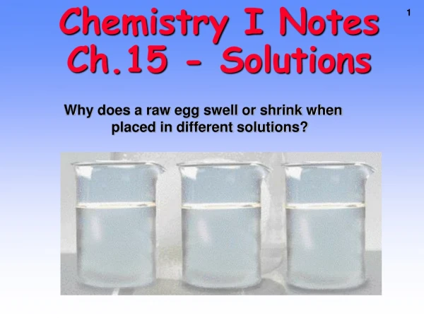 Chemistry I Notes Ch.15 - Solutions