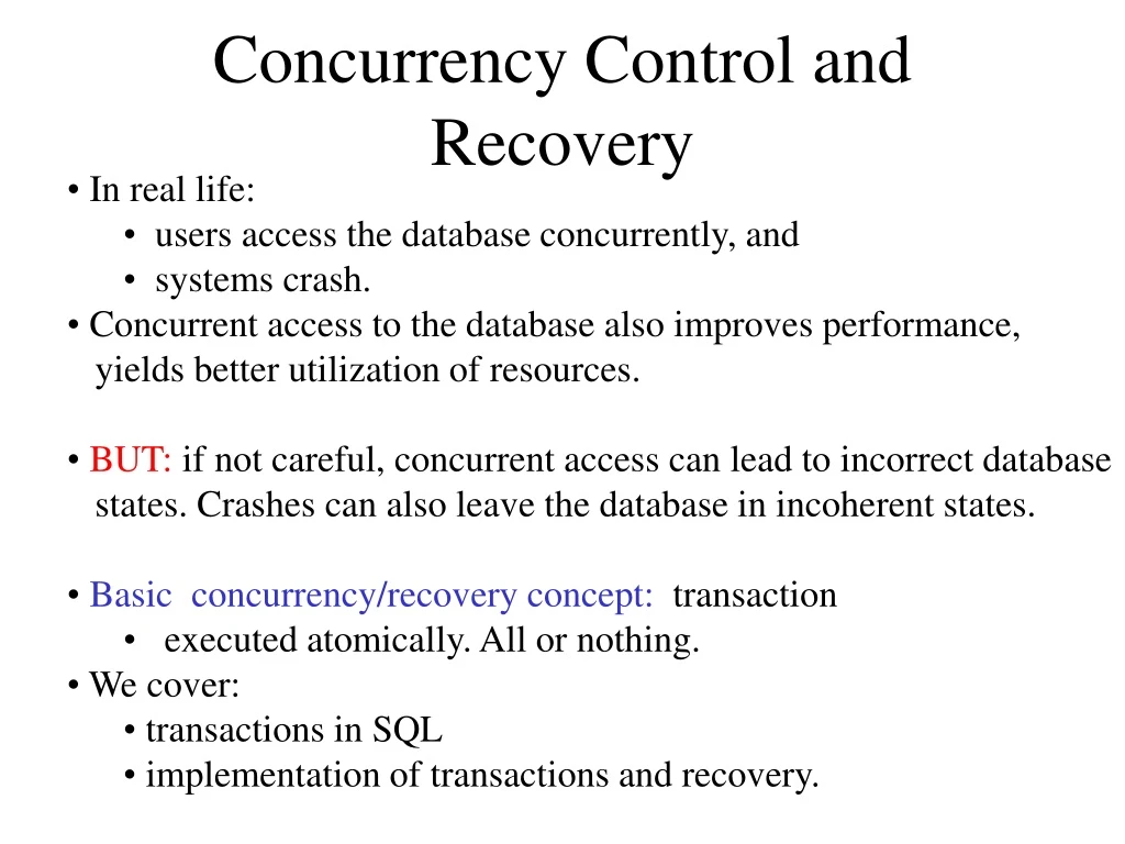 concurrency control and recovery