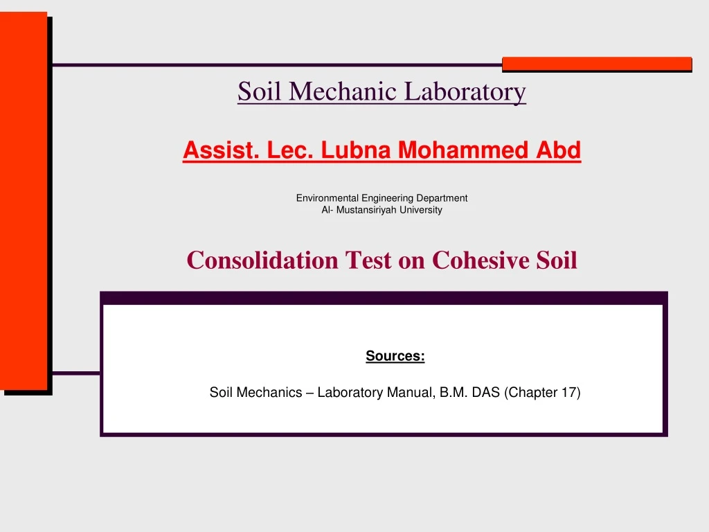 soil mechanic laboratory assist lec lubna