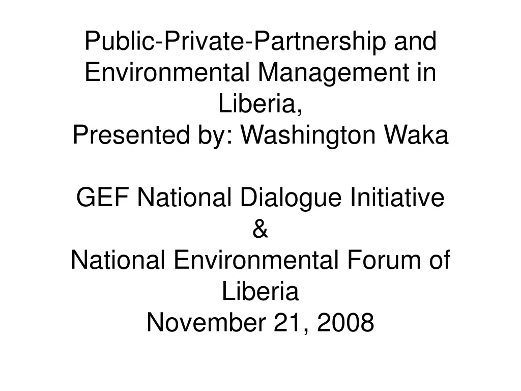public private partnership and environmental
