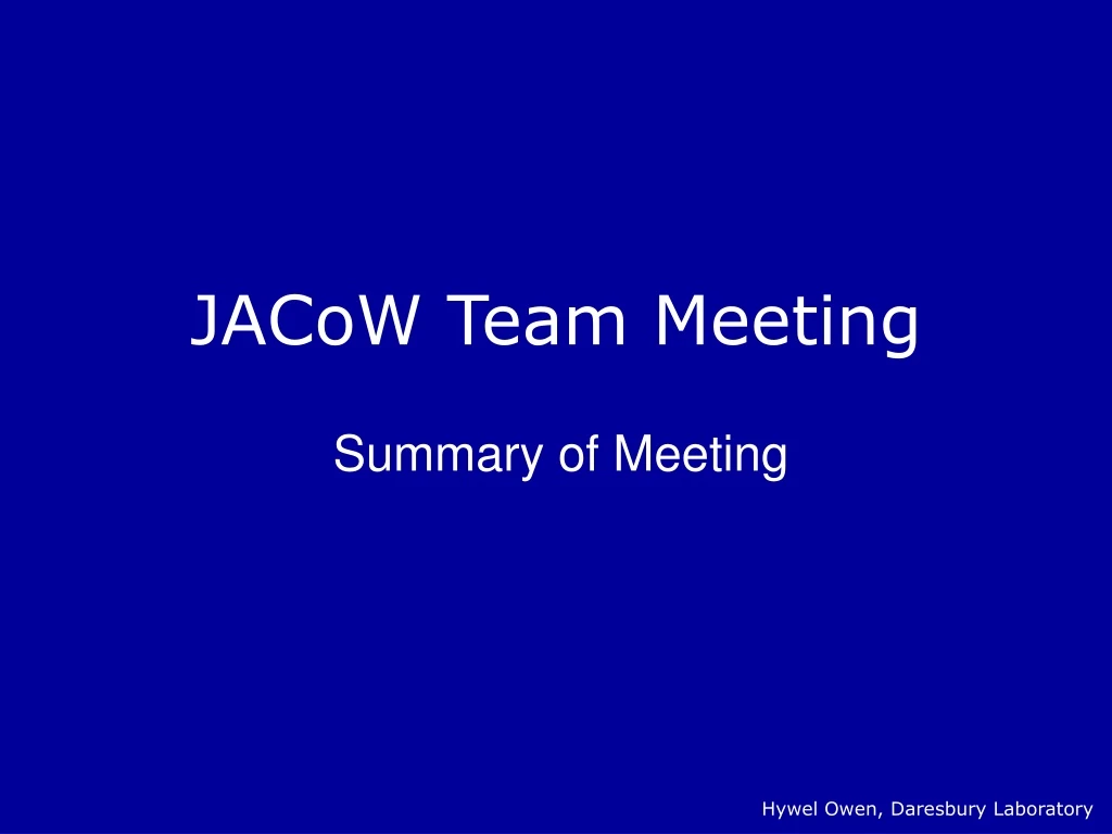 jacow team meeting