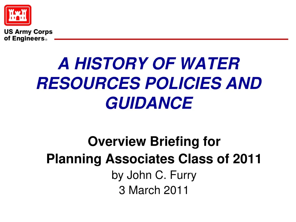 a history of water resources policies and guidance