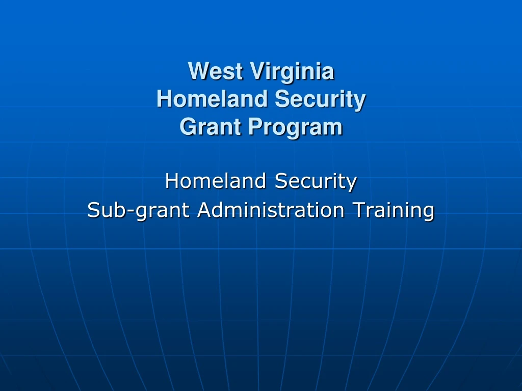 west virginia homeland security grant program