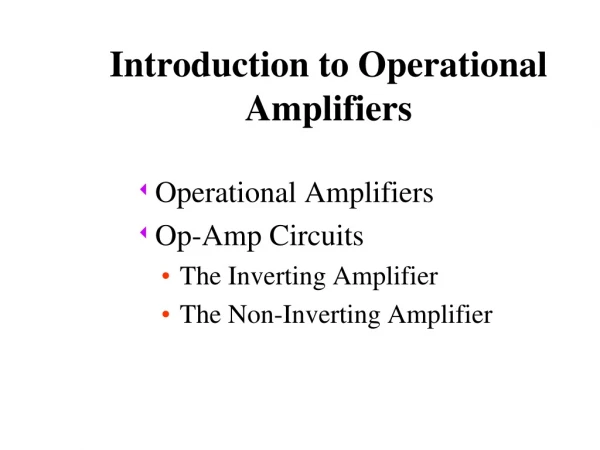 Introduction to Operational Amplifiers
