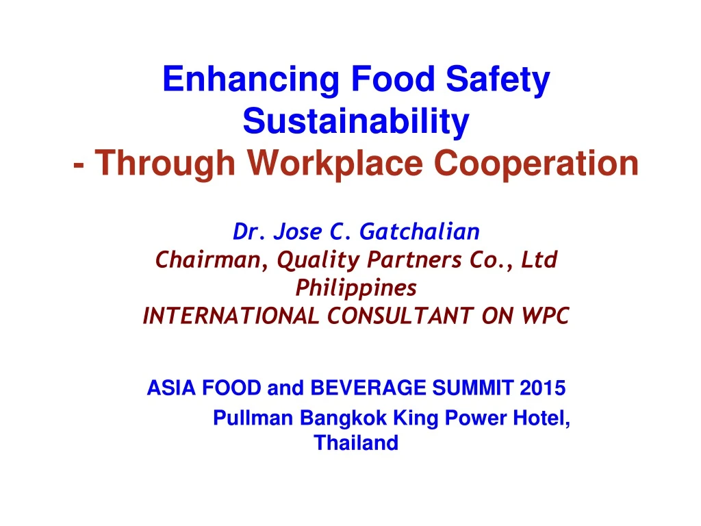 asia food and beverage summit 2015 pullman bangkok king power hotel thailand