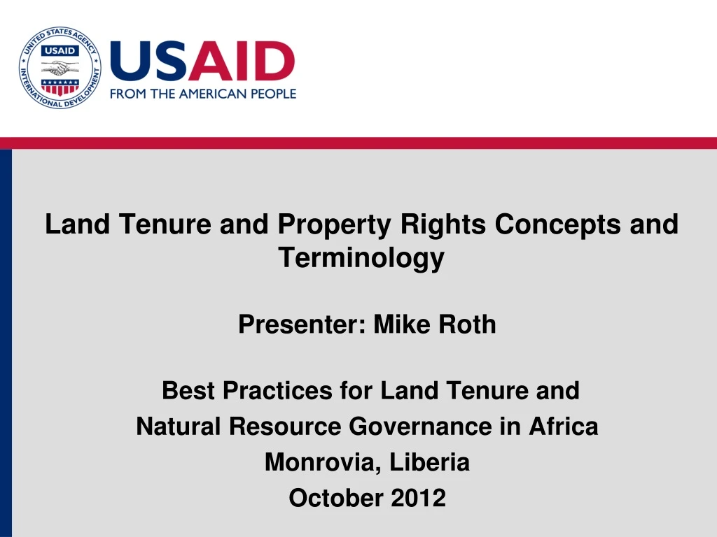 land tenure and property rights concepts and terminology