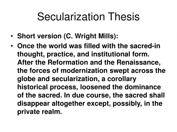 Secularization Thesis