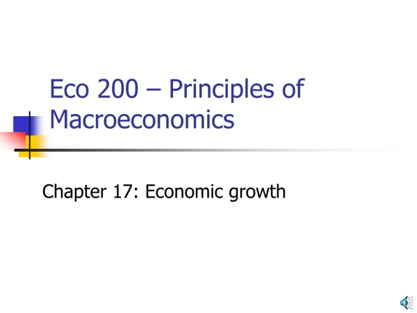 Eco 200 – Principles of Macroeconomics