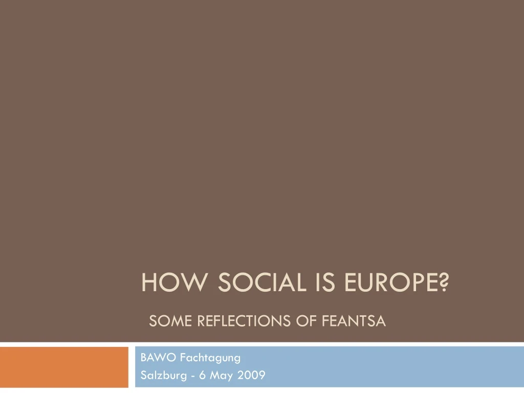 how social is europe some reflections of feantsa