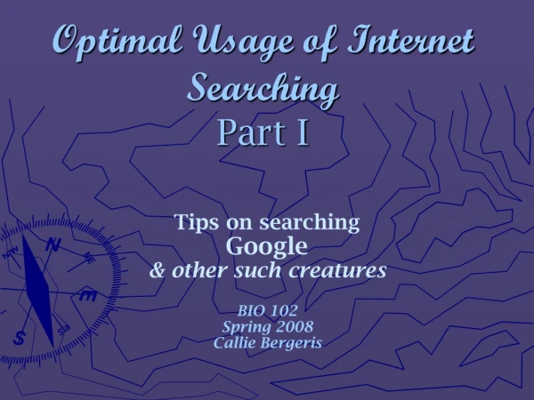 Optimal Usage of Internet Searching Part I