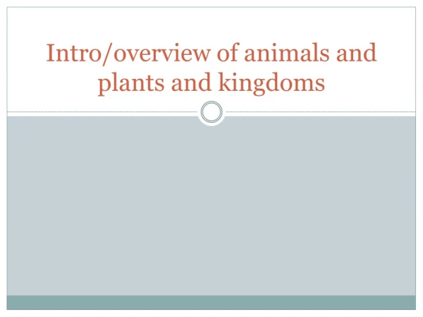 Intro/overview of animals and plants and kingdoms