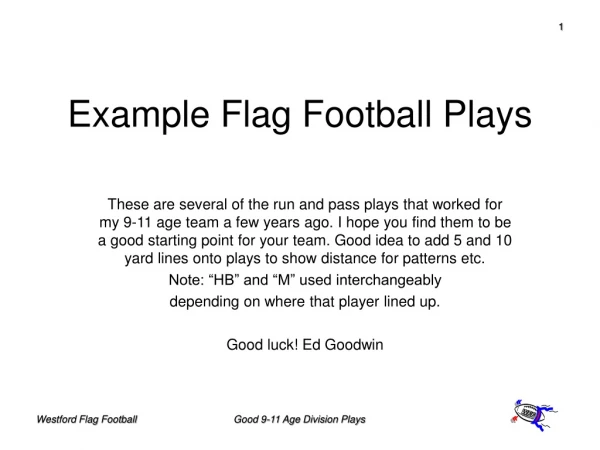 Example Flag Football Plays