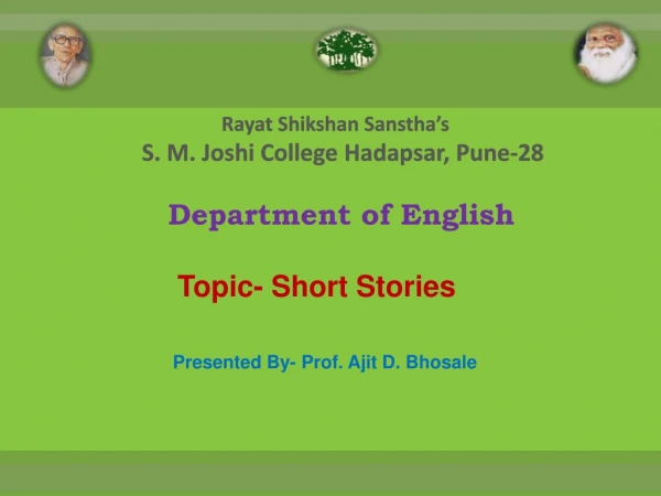 Rayat Shikshan Sanstha’s           S. M. Joshi College Hadapsar, Pune-28