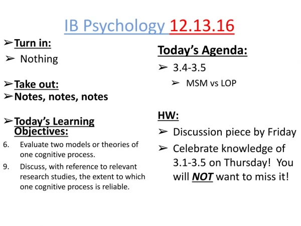 IB Psychology  12.13.16