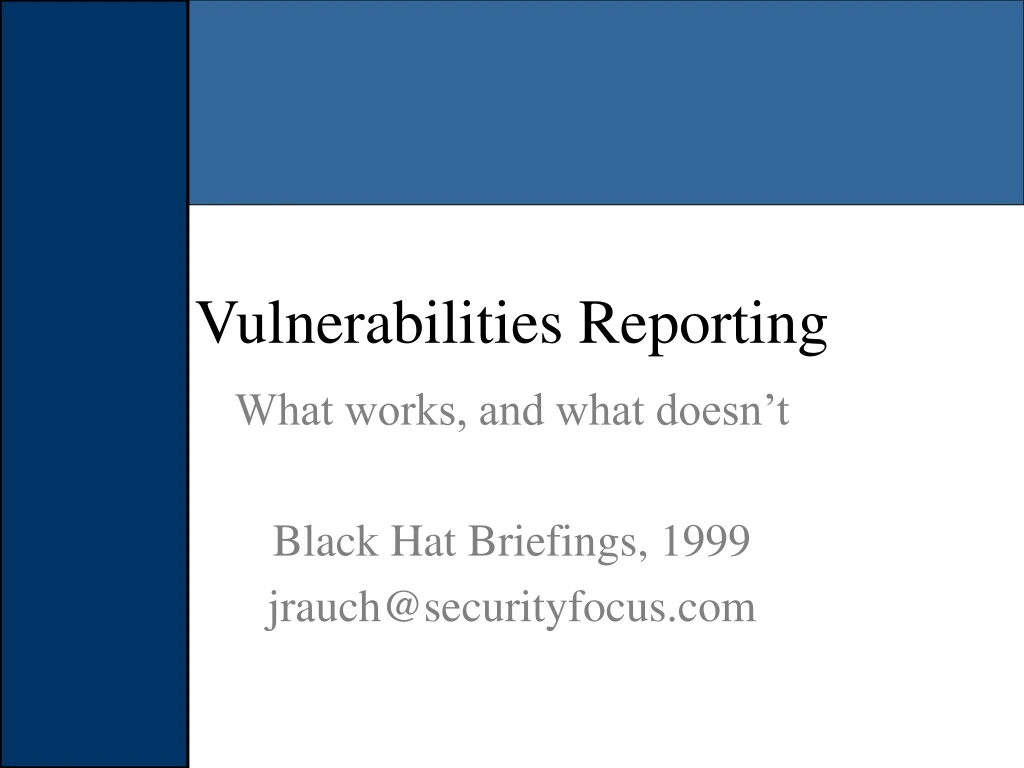 vulnerabilities reporting