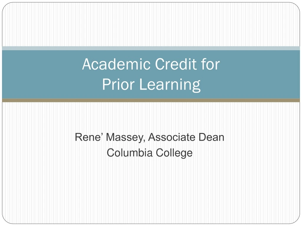 academic credit for prior learning